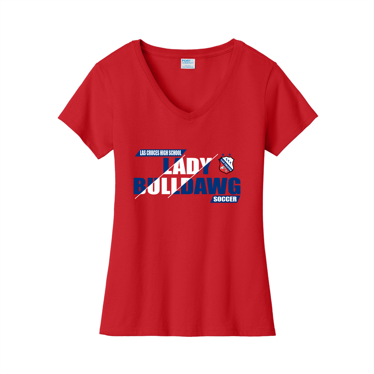 LCHS Lady Bulldawg Soccer Ladies' V-Neck Cotton Tee