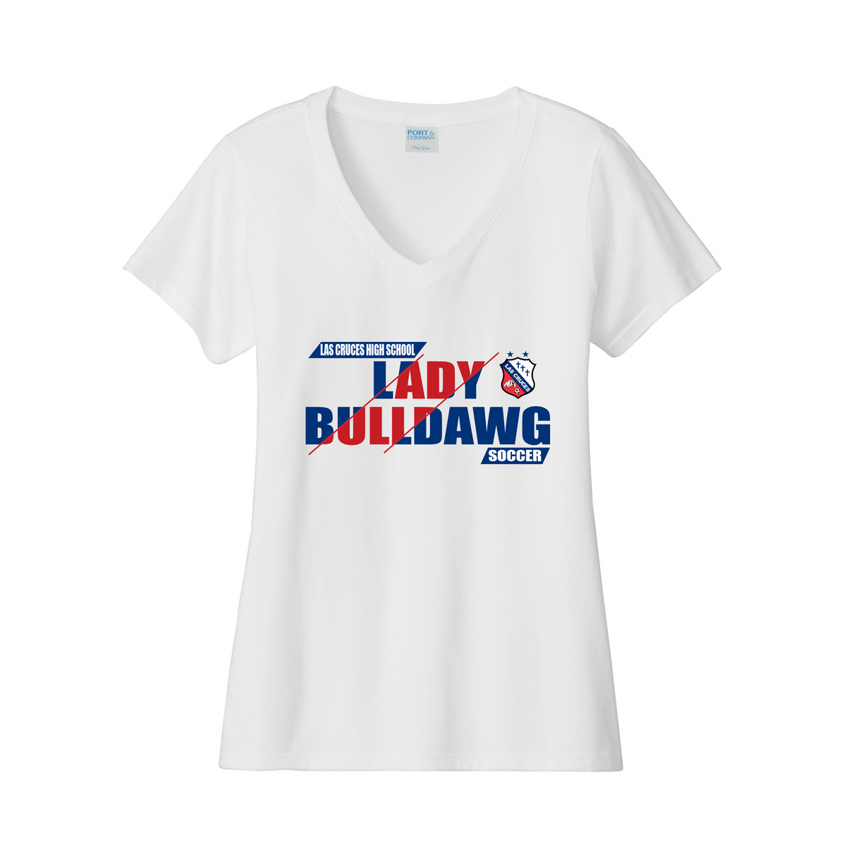 LCHS Lady Bulldawg Soccer Ladies' V-Neck Cotton Tee