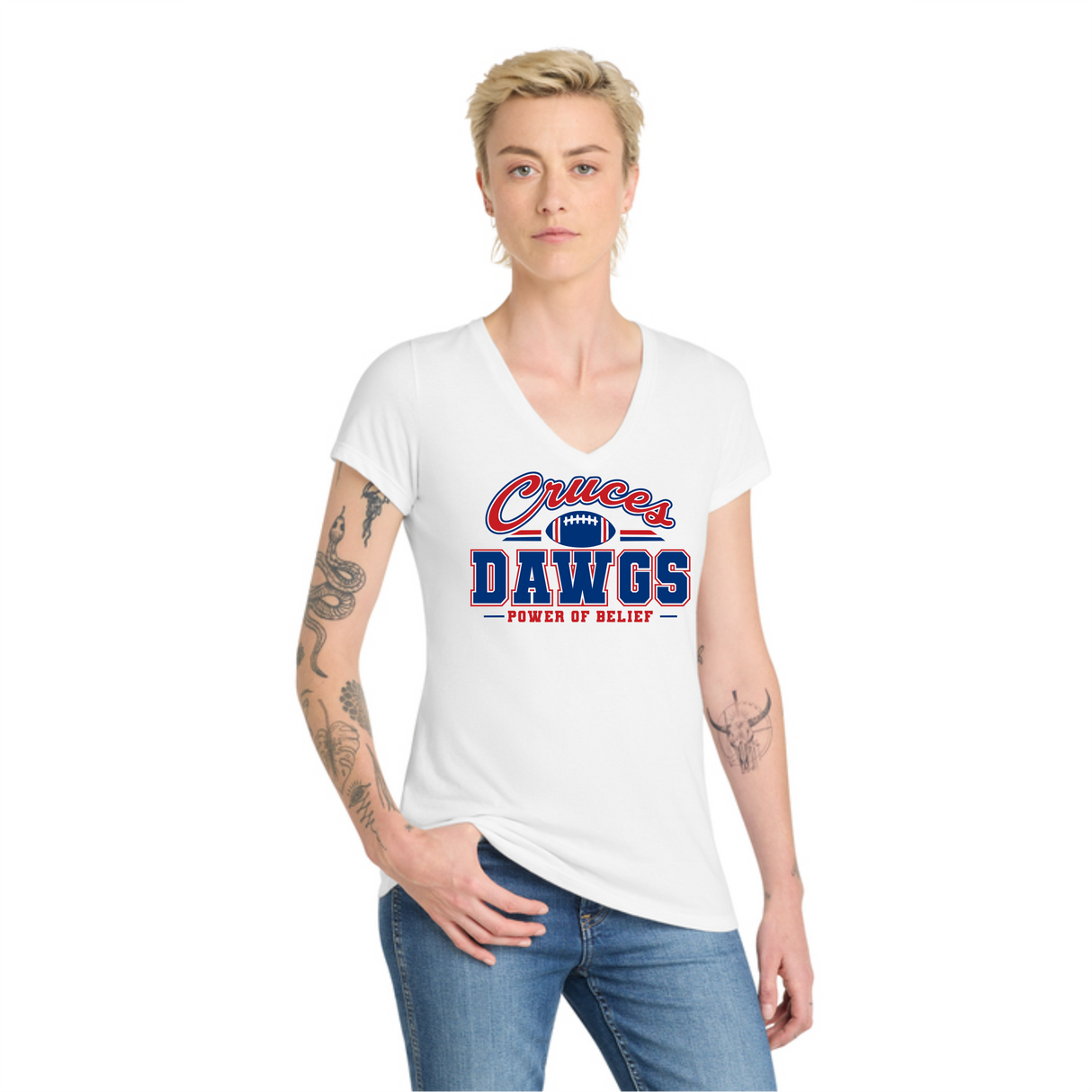 LCHS Football Women's V-Neck Cotton Tee