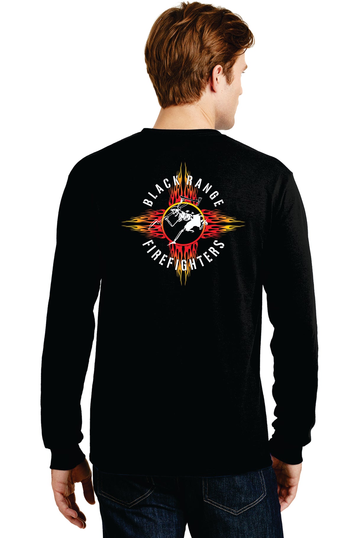 Black Range Fire Long-Sleeve Cotton Tee with Zia