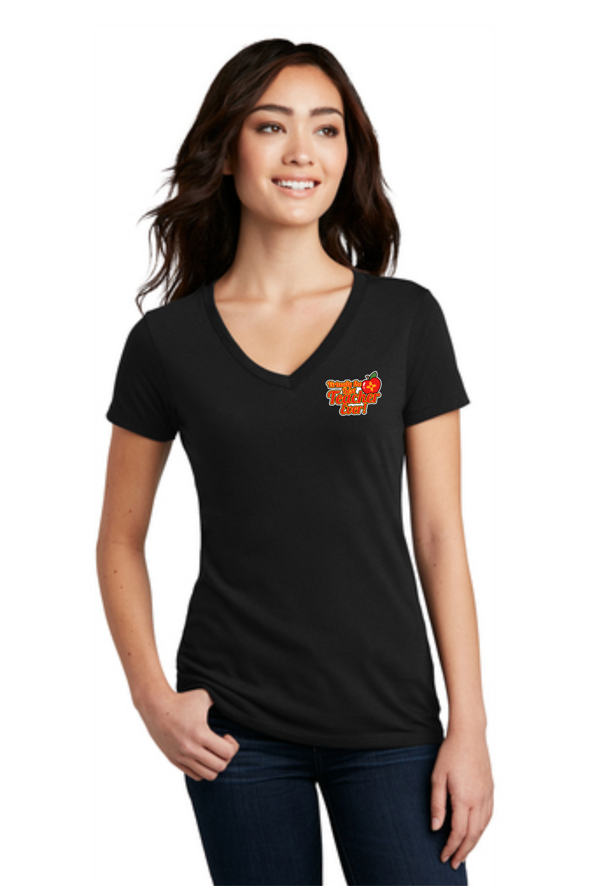 Virtually the Best Teacher Ever Ladies' V-Neck Tee