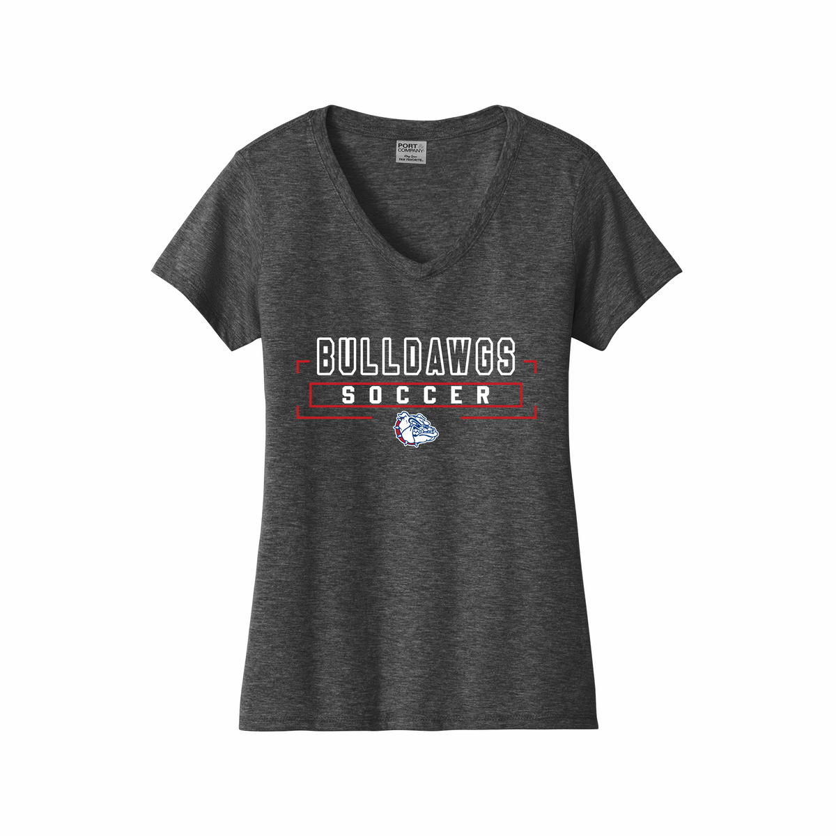 LCHS Lady Bulldawg Soccer Ladies' V-Neck Cotton Tee