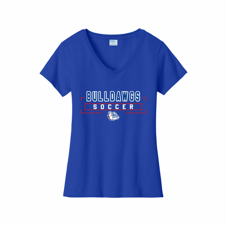 LCHS Lady Bulldawg Soccer Ladies' V-Neck Cotton Tee