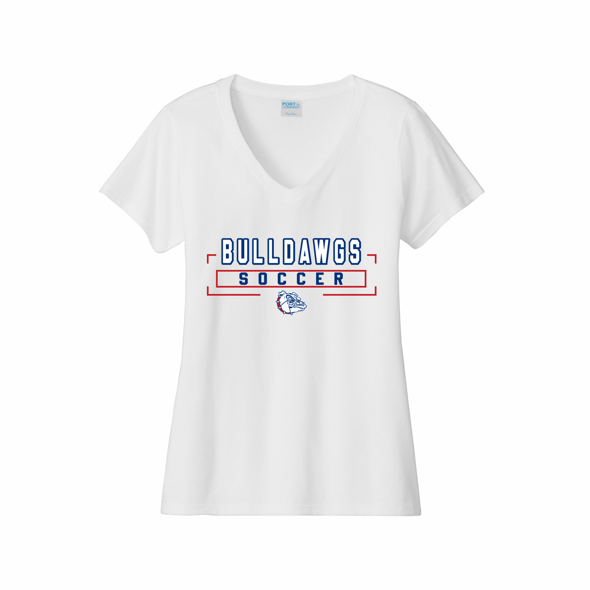 LCHS Lady Bulldawg Soccer Ladies' V-Neck Cotton Tee