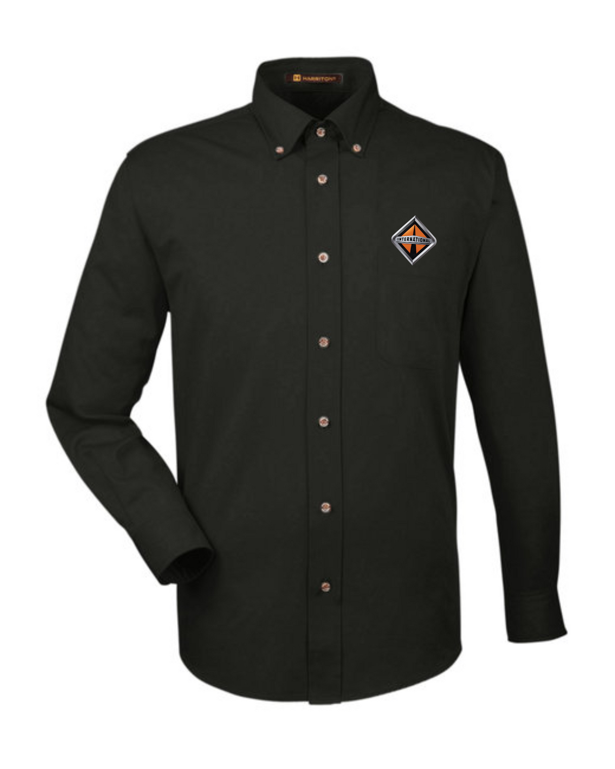 Border International Diamond Logo Easy Blend™ Long-Sleeve Twill Shirt with Stain-Release