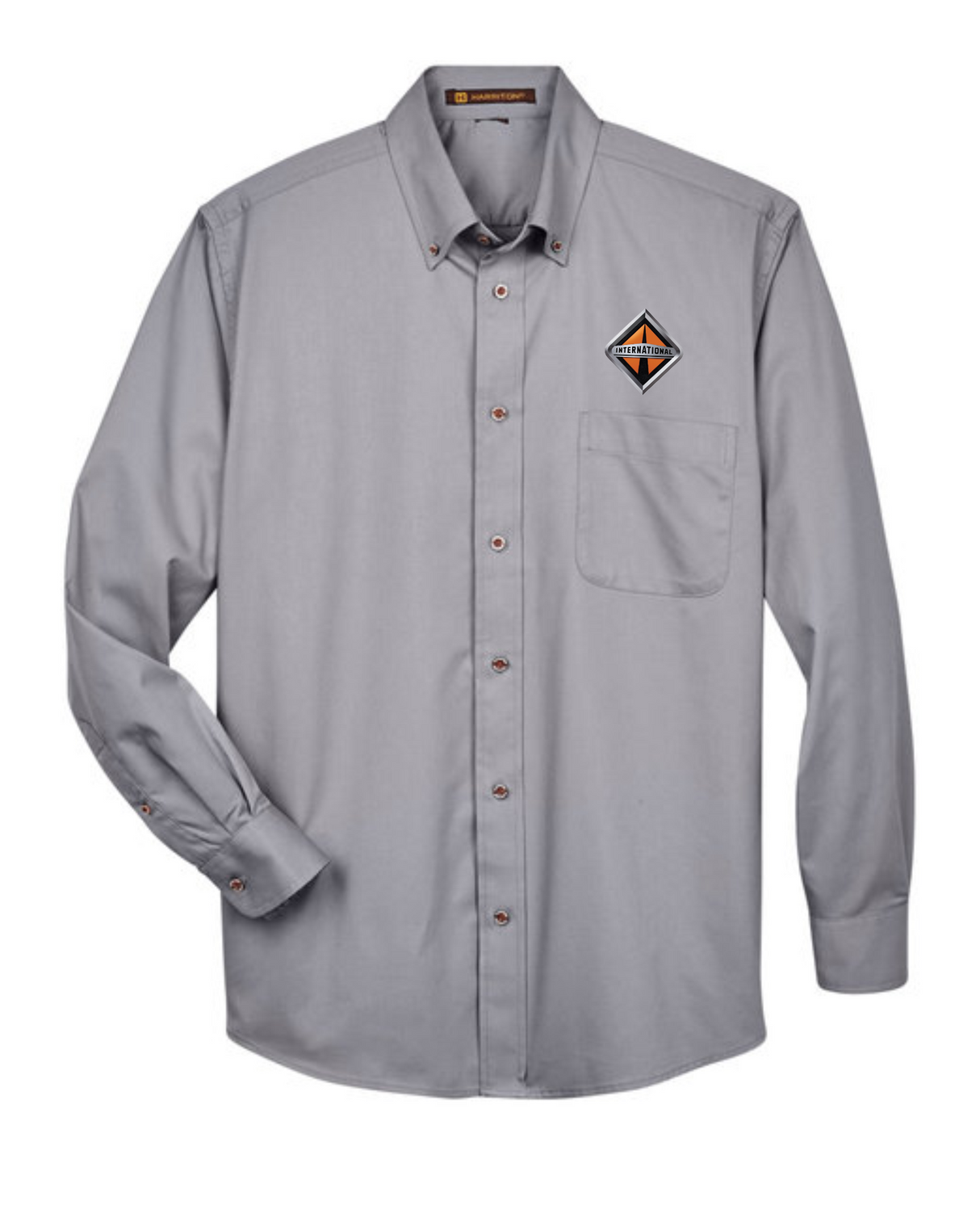 Border International Diamond Logo Easy Blend™ Long-Sleeve Twill Shirt with Stain-Release