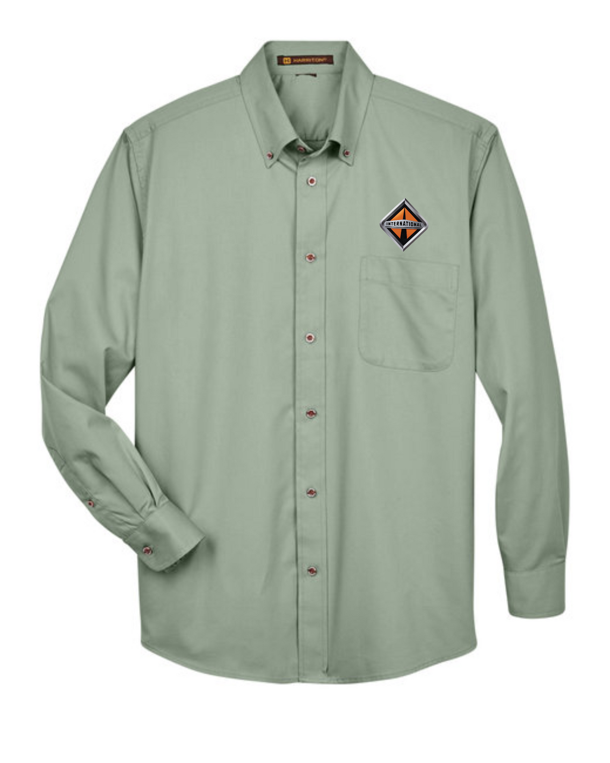 Border International Diamond Logo Easy Blend™ Long-Sleeve Twill Shirt with Stain-Release