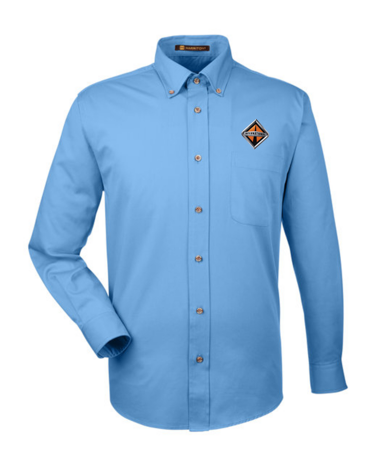 Border International Diamond Logo Easy Blend™ Long-Sleeve Twill Shirt with Stain-Release