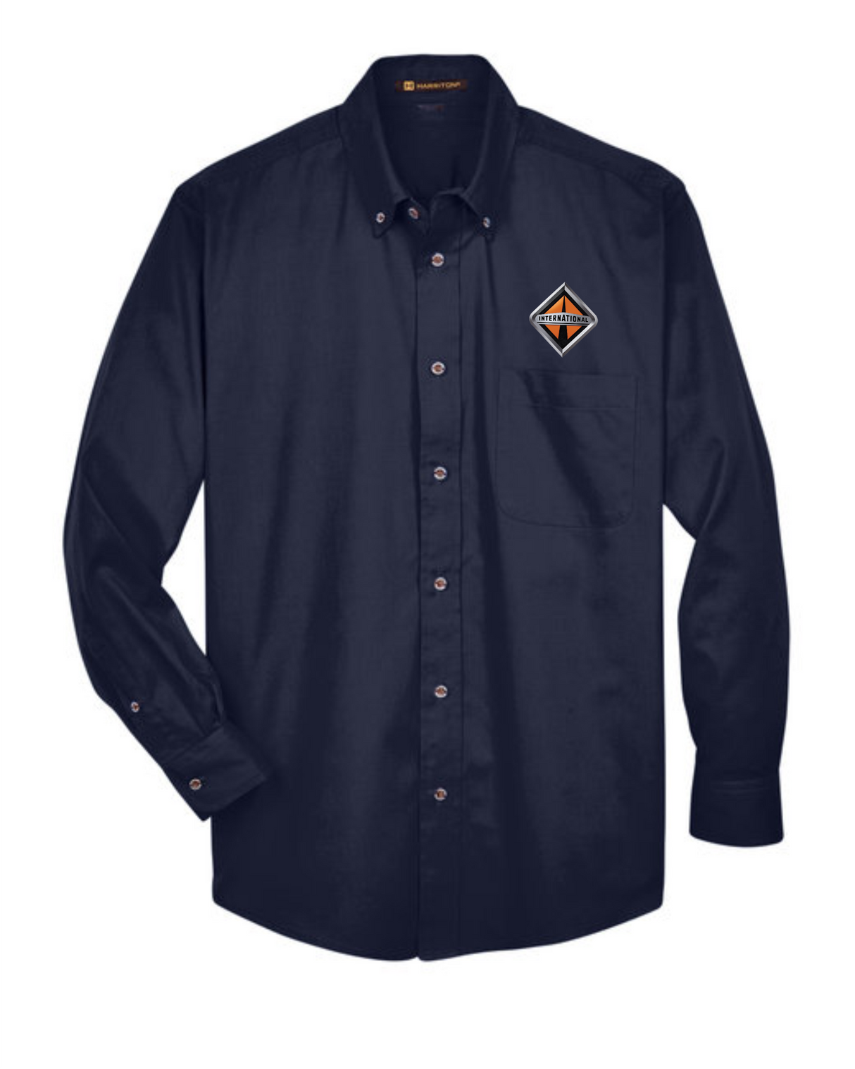 Border International Diamond Logo Easy Blend™ Long-Sleeve Twill Shirt with Stain-Release