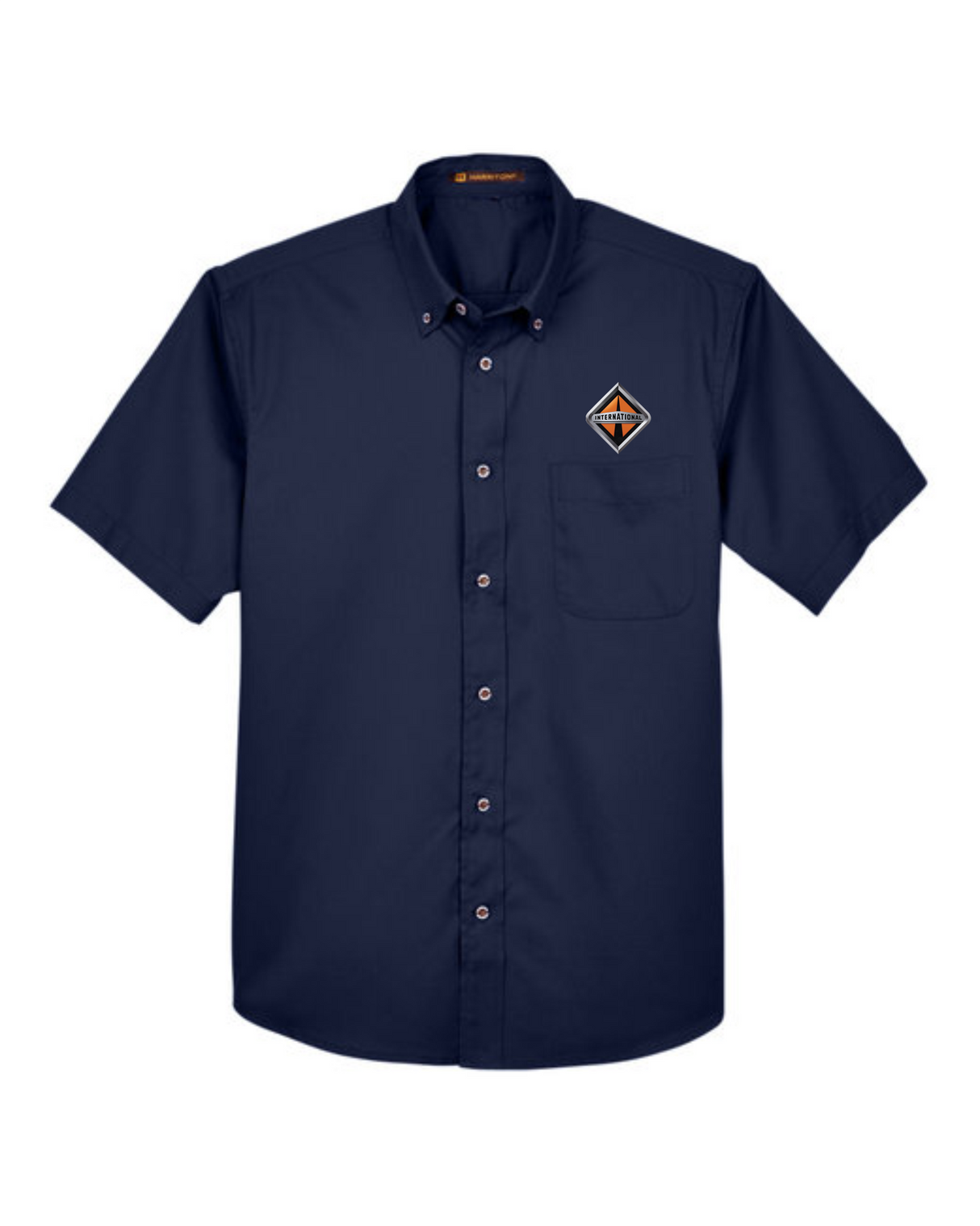 Border International Diamond Logo Easy Blend™ Short-Sleeve Twill Shirt with Stain-Release