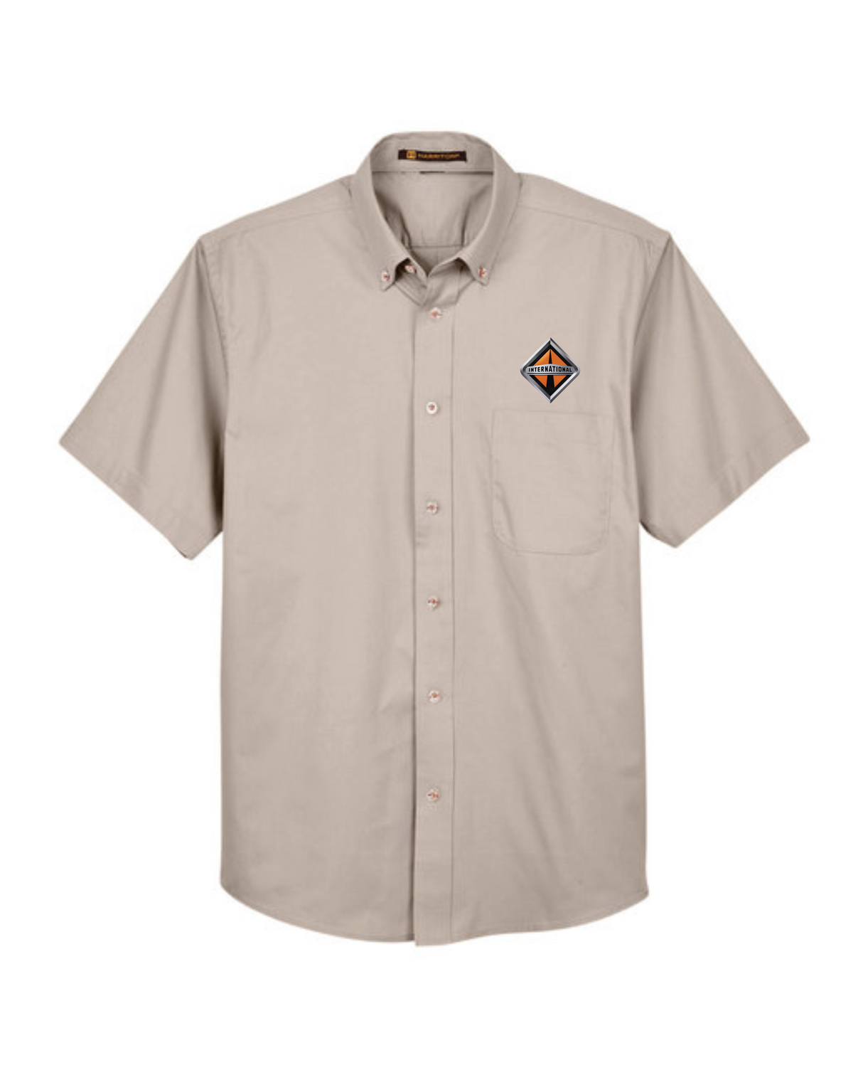 Border International Diamond Logo Easy Blend™ Short-Sleeve Twill Shirt with Stain-Release