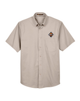 Border International Diamond Logo Easy Blend™ Short-Sleeve Twill Shirt with Stain-Release