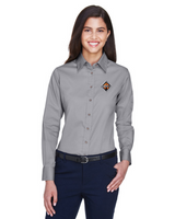 Border International Diamond Logo Ladies' Easy Blend™ Long-Sleeve Twill Shirt with Stain-Release