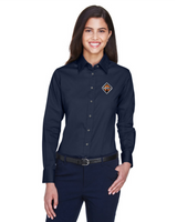 Border International Diamond Logo Ladies' Easy Blend™ Long-Sleeve Twill Shirt with Stain-Release