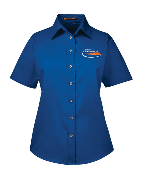 Border International Ladies' Easy Blend™ Short-Sleeve Twill Shirt with Stain-Release