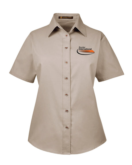 Border International Ladies' Easy Blend™ Short-Sleeve Twill Shirt with Stain-Release