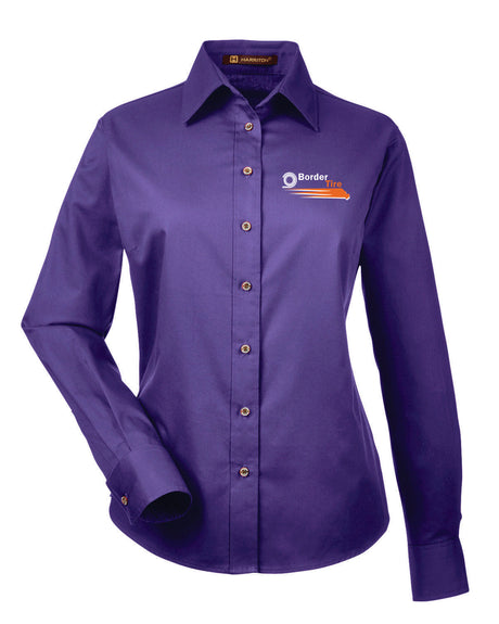 Border Tire Ladies' Easy Blend™ Long-Sleeve Twill Shirt with Stain-Release